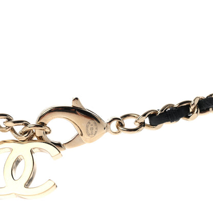 Chanel Lambskin Pearl Crystal CC Short Necklace Gold White Black