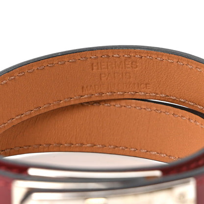 Hermes Swift Leather Palladium Kelly Double Tour Bracelet S Rouge H