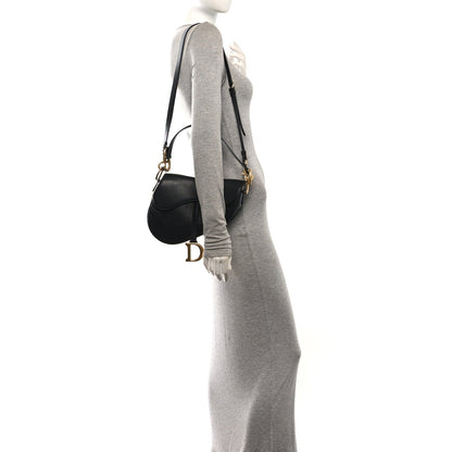 Christian Dior Shiny Goatskin Saddle Bag Black