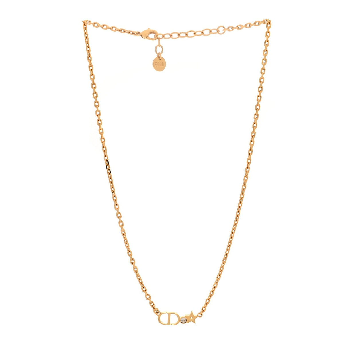 Christian Dior Crystal Star CD Necklace Gold