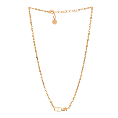 Christian Dior Crystal Star CD Necklace Gold