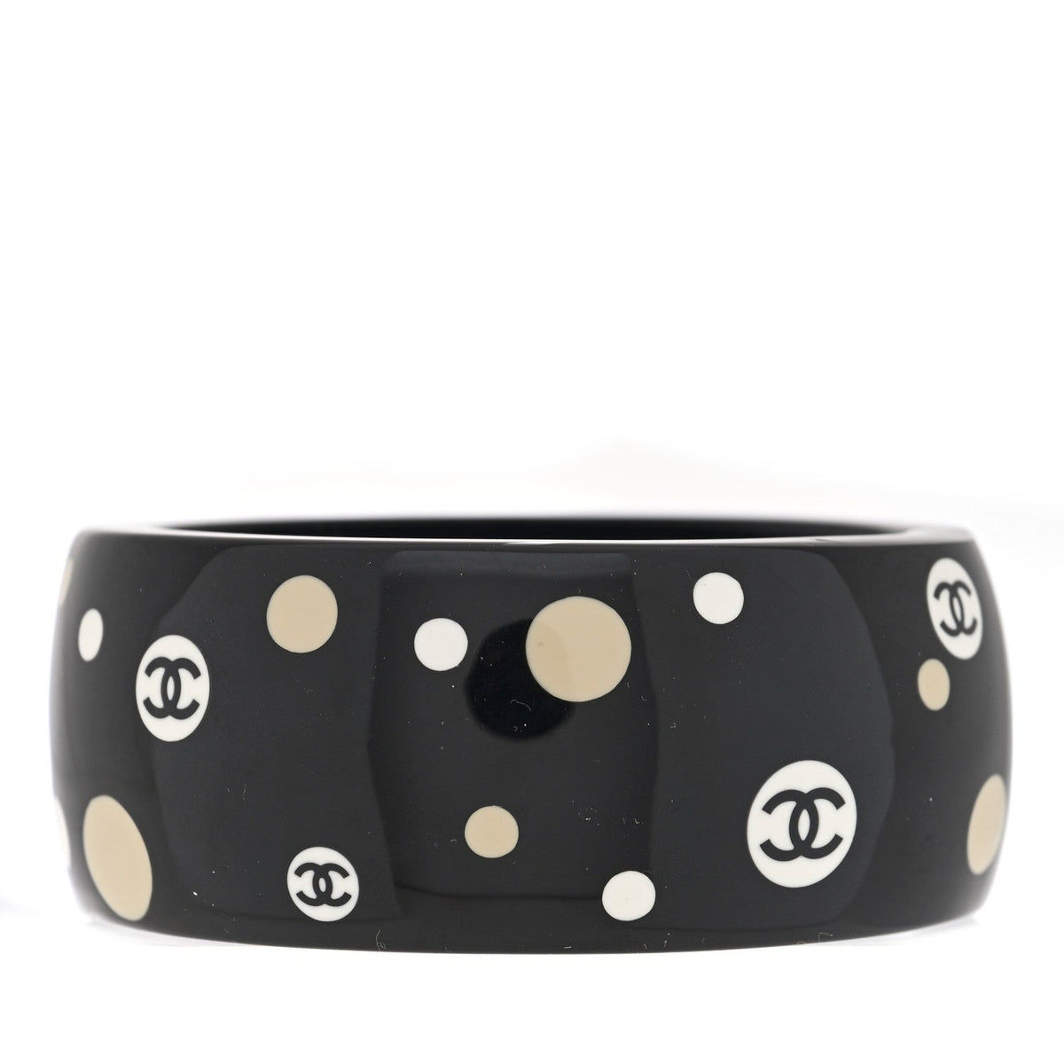 Chanel Resin Polka Dot CC Cuff Black