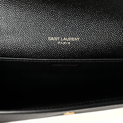 Saint Laurent Grain de Poudre Uptown Chain Wallet Black