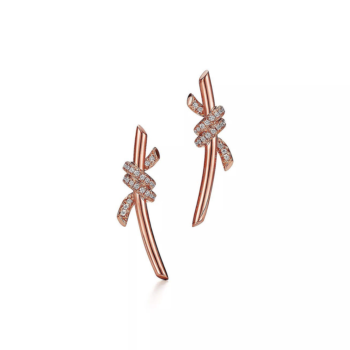 18K Gold Diamond Tiffany Knot Earrings