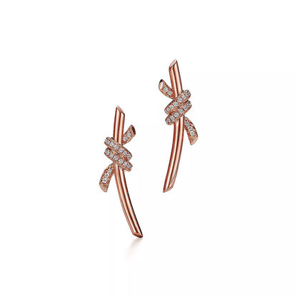 18K Gold Diamond Tiffany Knot Earrings