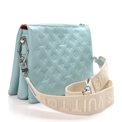 Louis Vuitton Lambskin Embossed Monogram Coussin PM Bleu