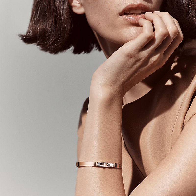 18K Gold Diamonds Hermes Kelly Small Model Bracelet