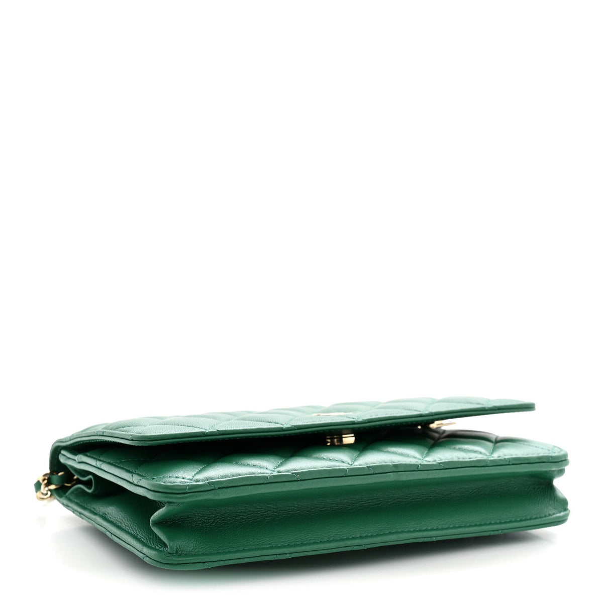 Chanel Lambskin Quilted Wallet On Chain WOC Green