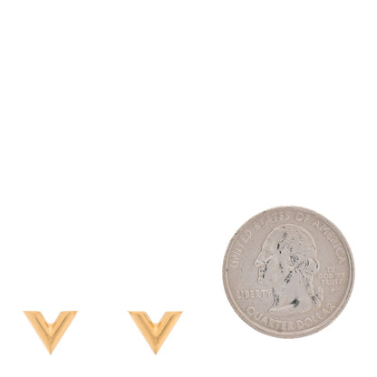 Louis Vuitton Brass Essential V Stud Earrings Gold