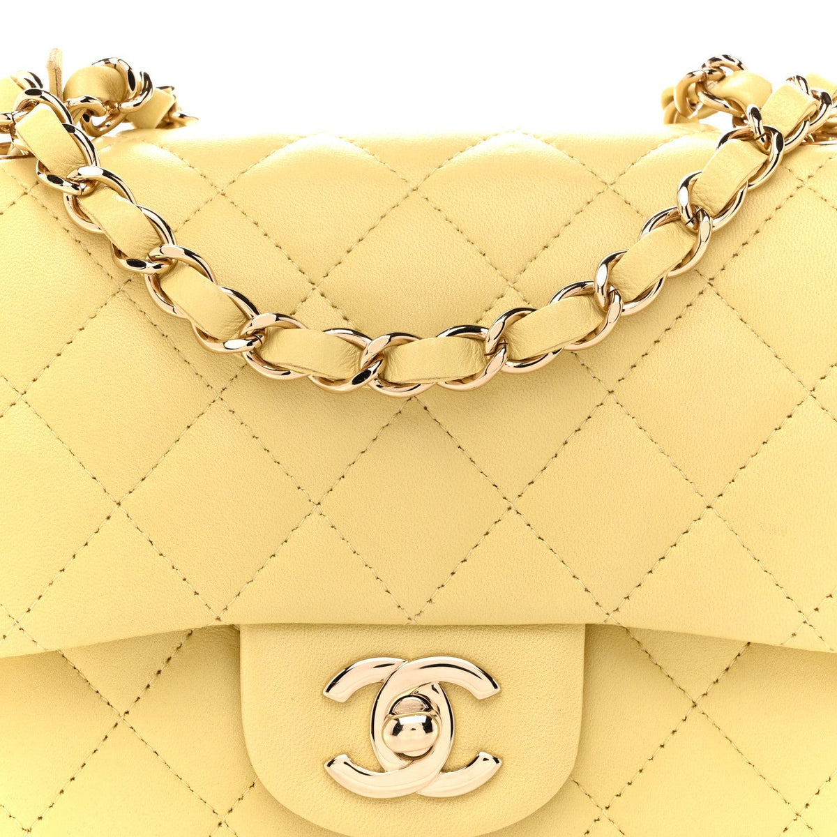 Chanel Lambskin Quilted Mini Square Flap Bag Light Yellow 1871452