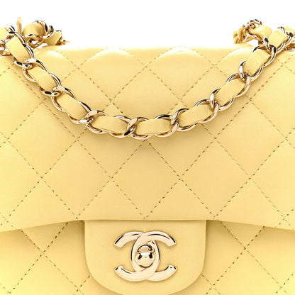 Chanel Lambskin Quilted Mini Square Flap Bag Light Yellow 1871452