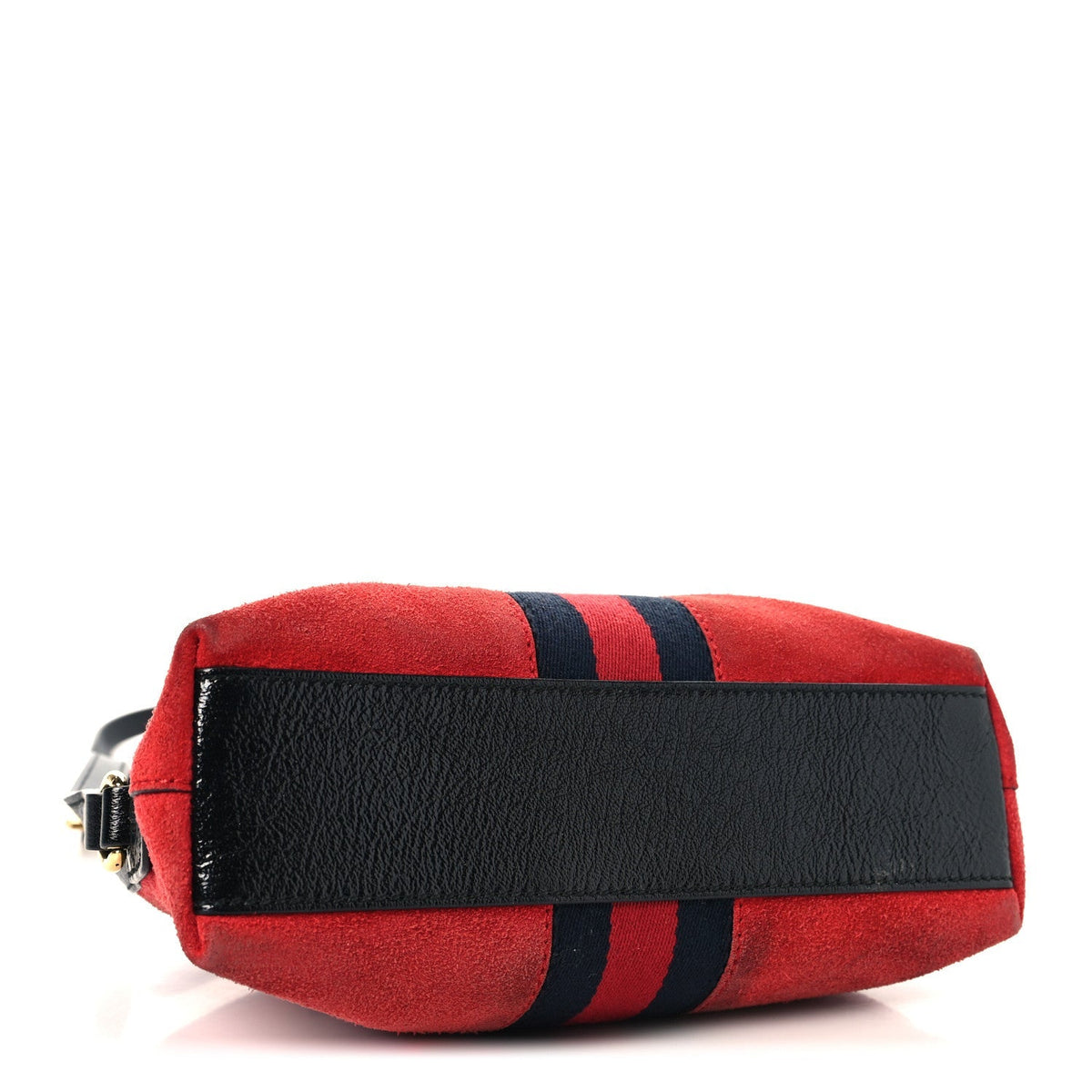 Gucci Suede Patent Web GG Small Ophidia Dome Bag Hibiscus Red
