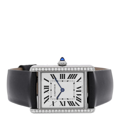 Cartier Stainless Steel Satin Diamond Women's 25mm Tank Watch