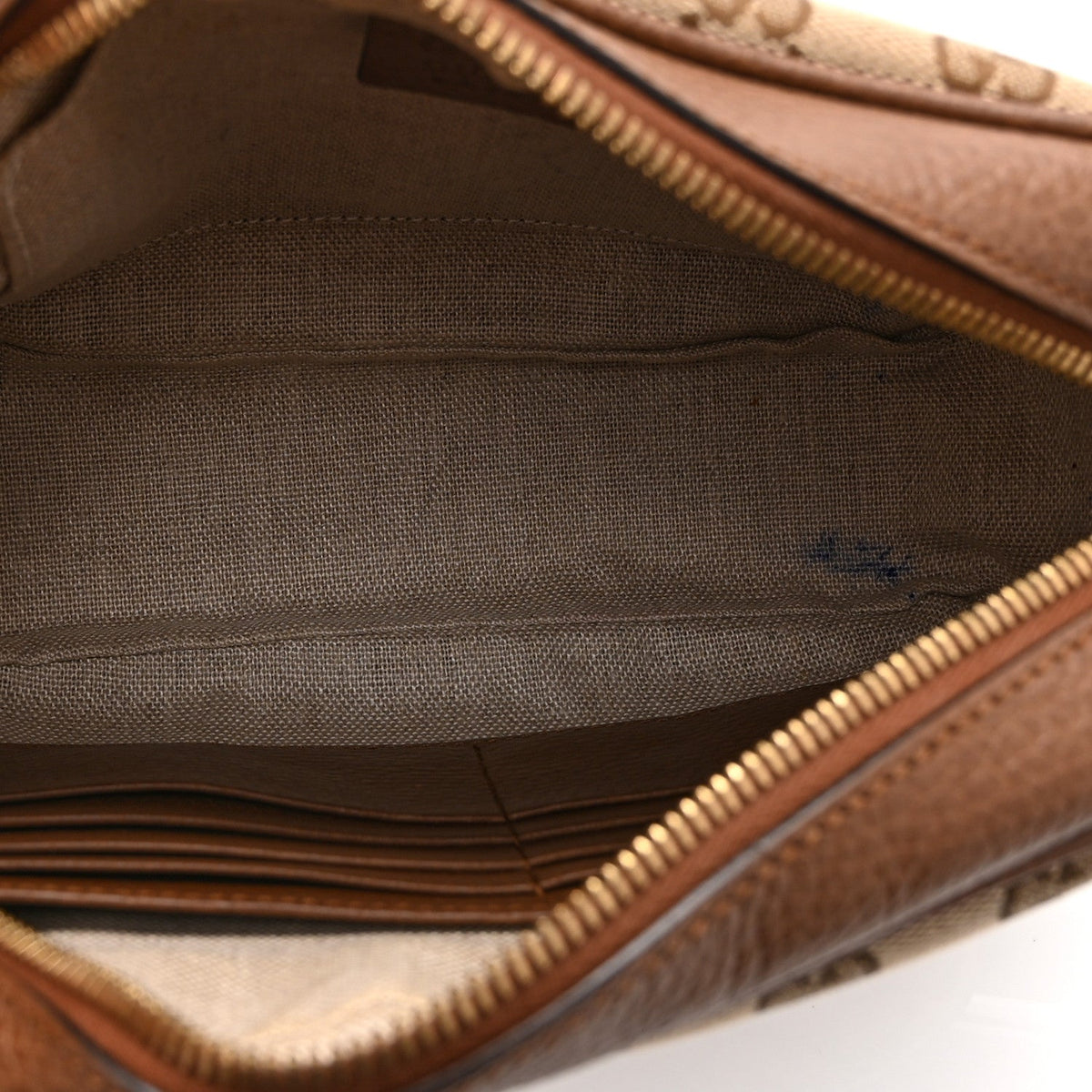 Gucci Monogram Mini Bree Messenger Bag Beige Tabacco