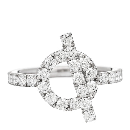 Hermes 18K White Gold Diamond Finesse Ring 49 4.75