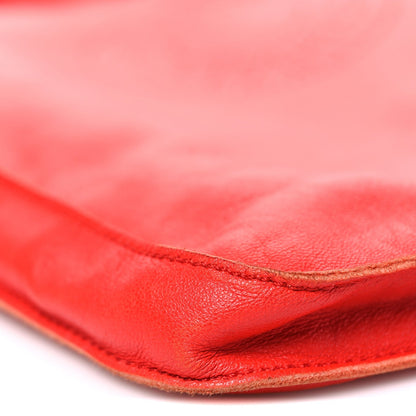 Hermes Lambskin Clou De Selle Pouch Rouge