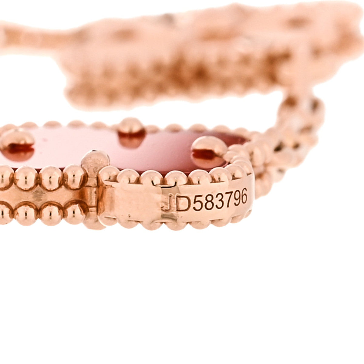 Van Cleef & Arpels 18K Rose Gold Carnelian Guilloche Vintage Alhambra Bracelet