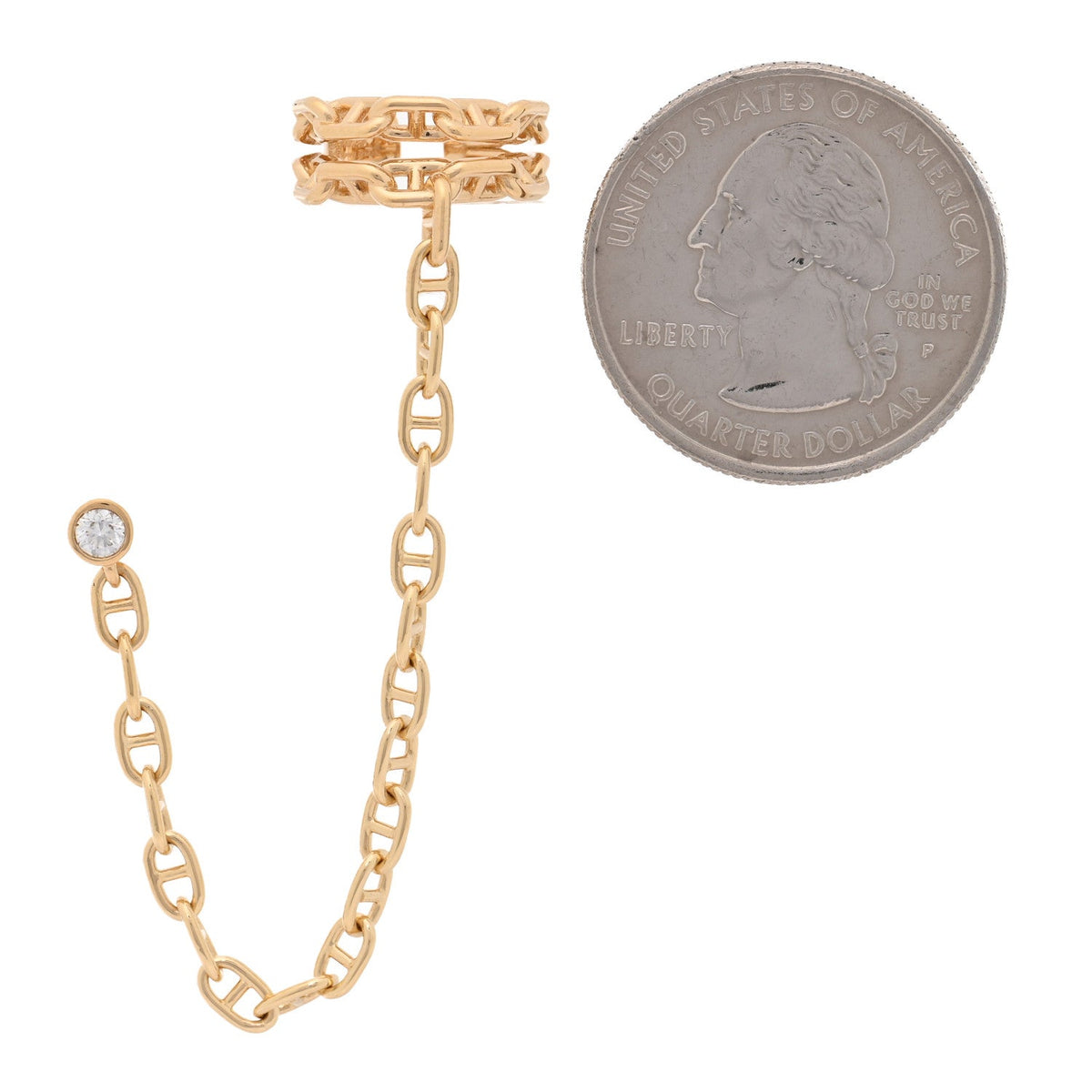 Hermes 18K Yellow Gold Chaine D'Ancre Calypso Right Climber Earring