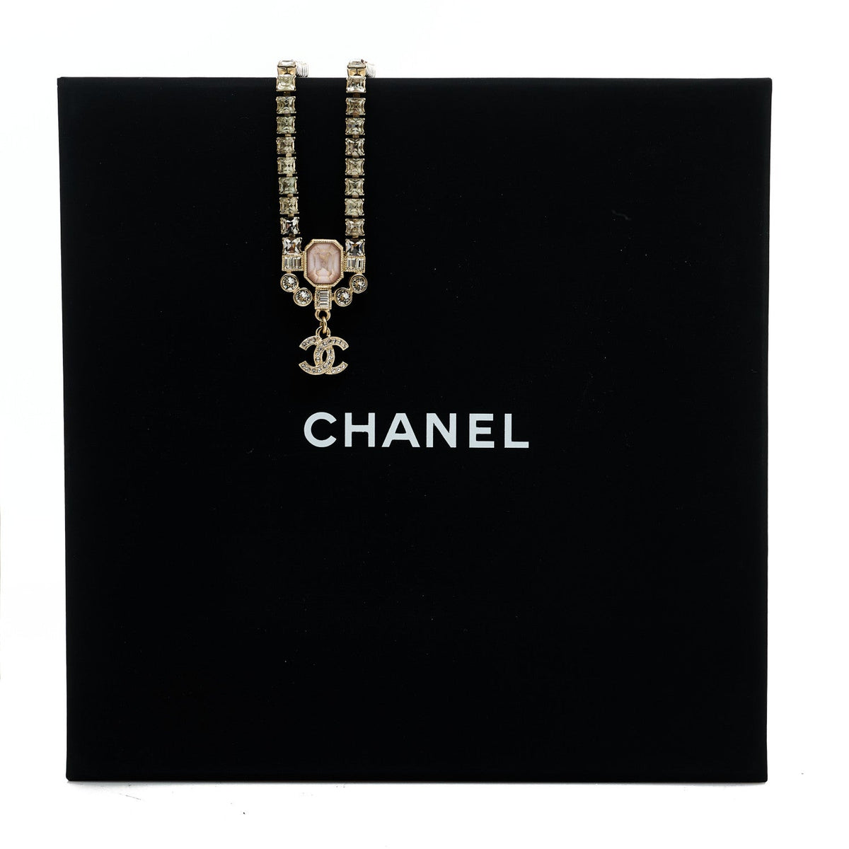 Crystal CC Pendant Choker Gold Pink