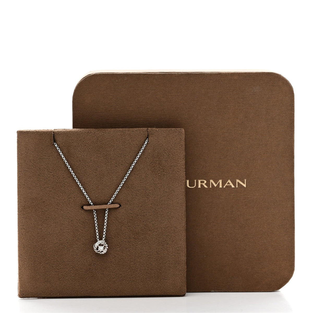 David Yurman Sterling Silver Diamond 8mm Petite Infinity Pendant Necklace