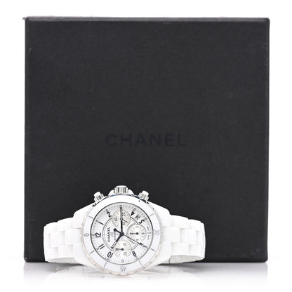 Chanel Stainless Steel Ceramic 41mm J12 Chronograph Automatic Watch White 1945373
