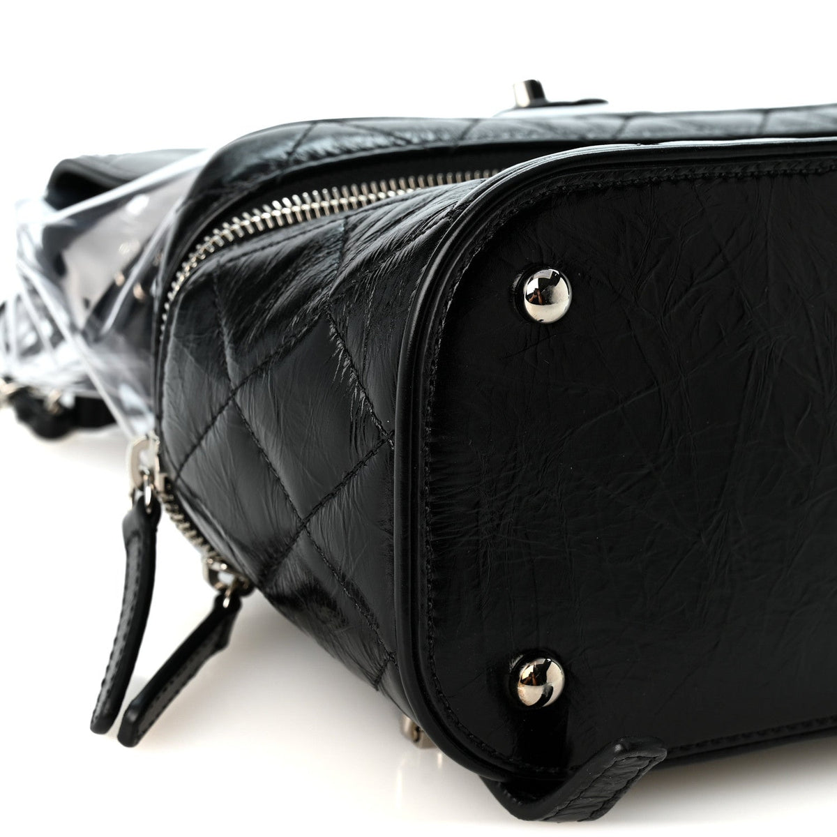 Chanel Crumpled Calfskin PVC Quilted Backpack Black