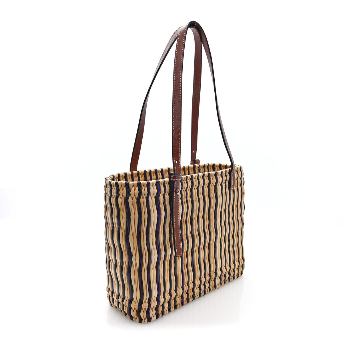Loewe Raffia Square Small Basket Bag Natural Black Pecan 1920943