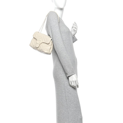 Gucci Calfskin Monochrome Small GG Marmont Shoulder Bag Ivory