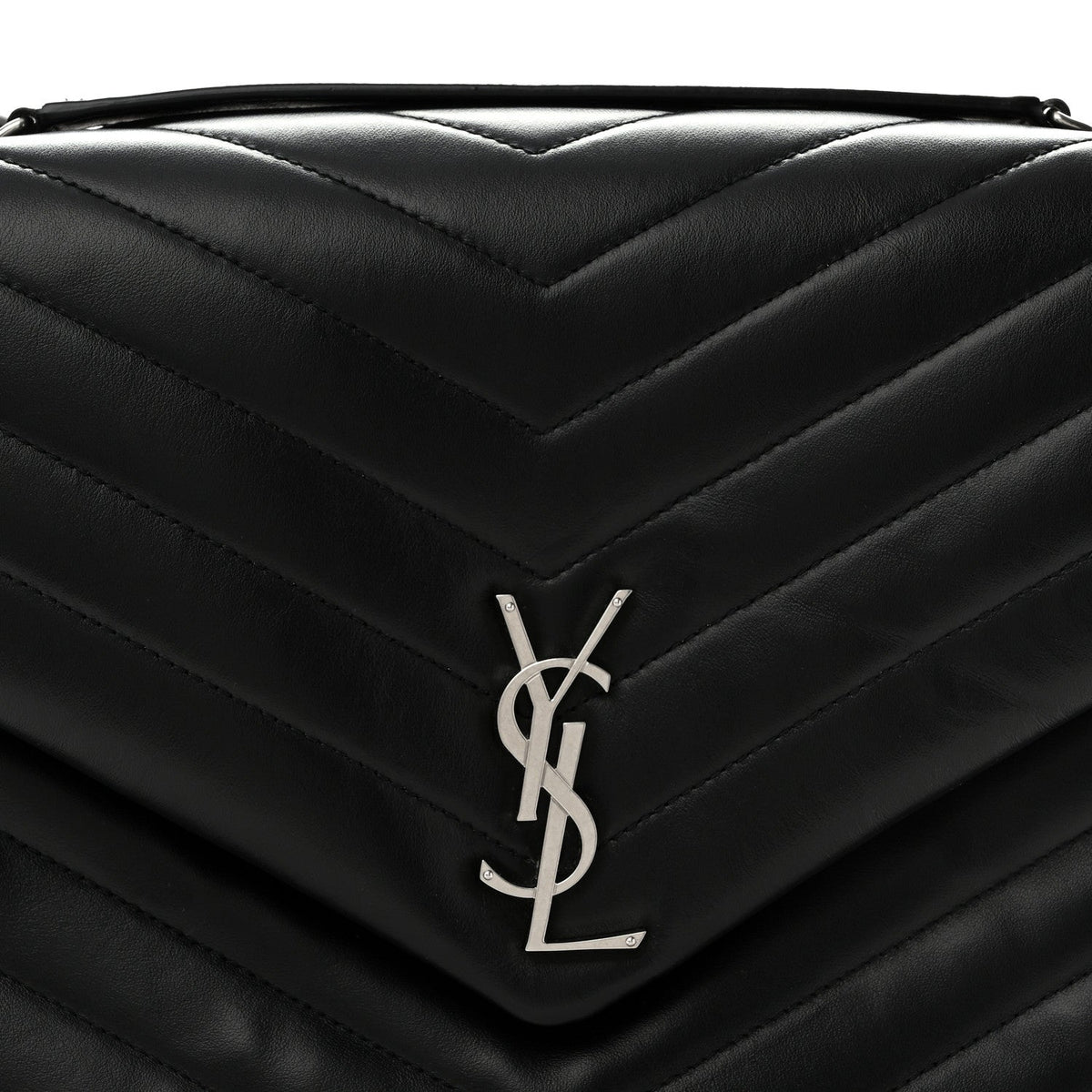 Saint Laurent Calfskin Y Quilted Large Loulou Chain Satchel Black