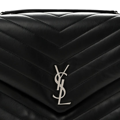 Saint Laurent Calfskin Y Quilted Large Loulou Chain Satchel Black
