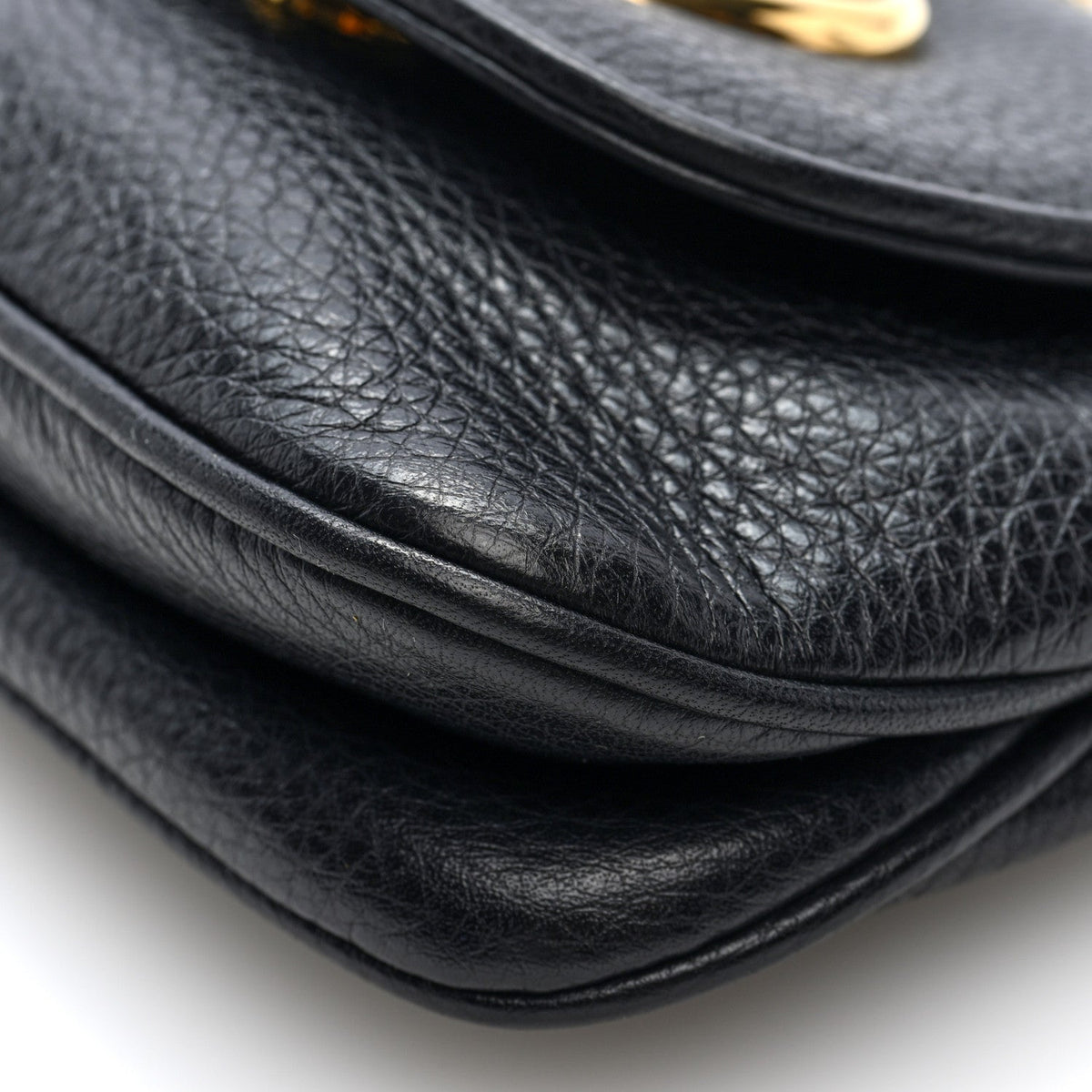 Gucci Pebbled Calfskin Small 1973 Chain Shoulder Bag Black
