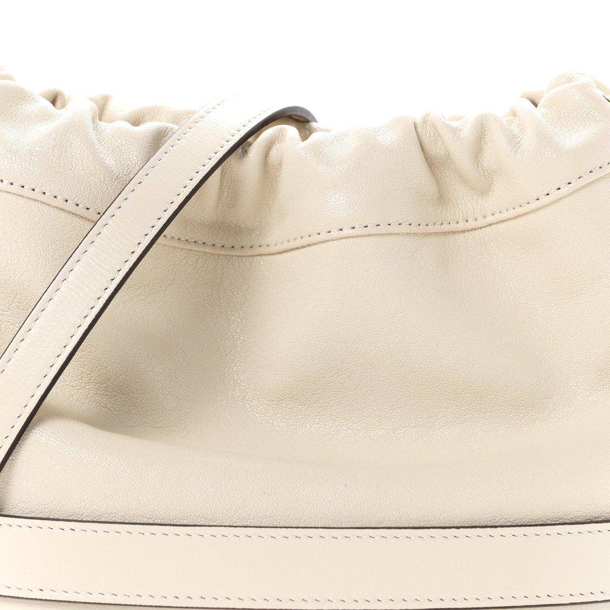 Gucci Calfskin Horsebit 1955 Drawstring Bucket Bag Mystic White