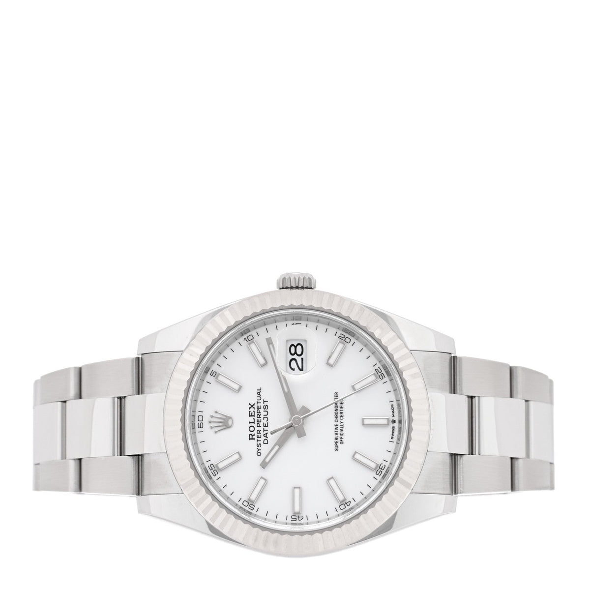 Rolex Stainless Steel 18K White Gold 41mm Datejust Watch Silver 116334