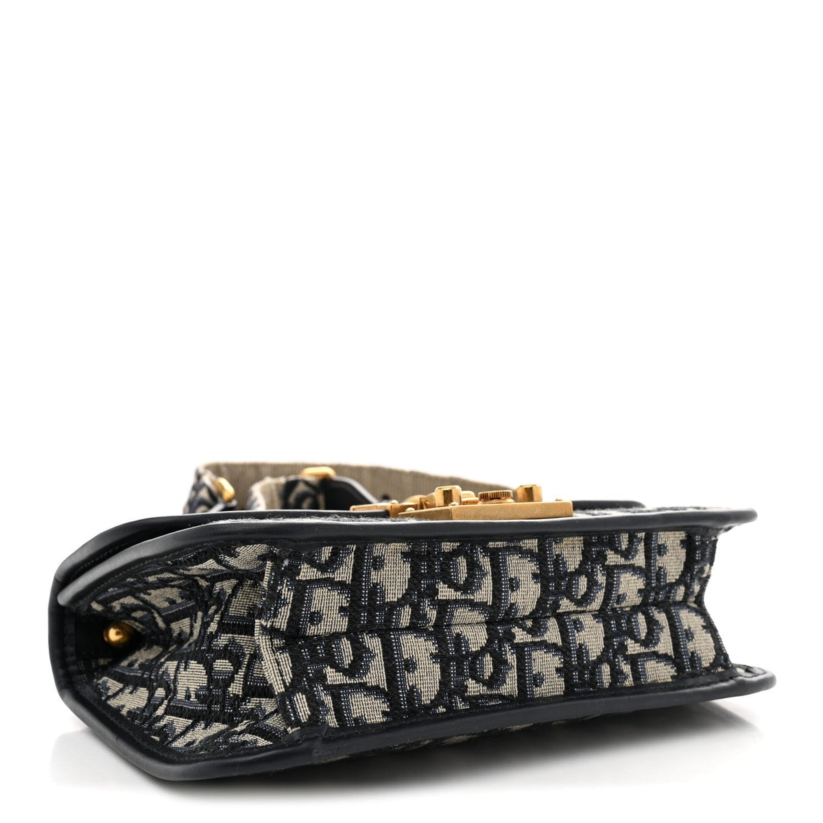 Christian Dior Canvas Leather Women's DiorAddict Flap Bag Navy Blue