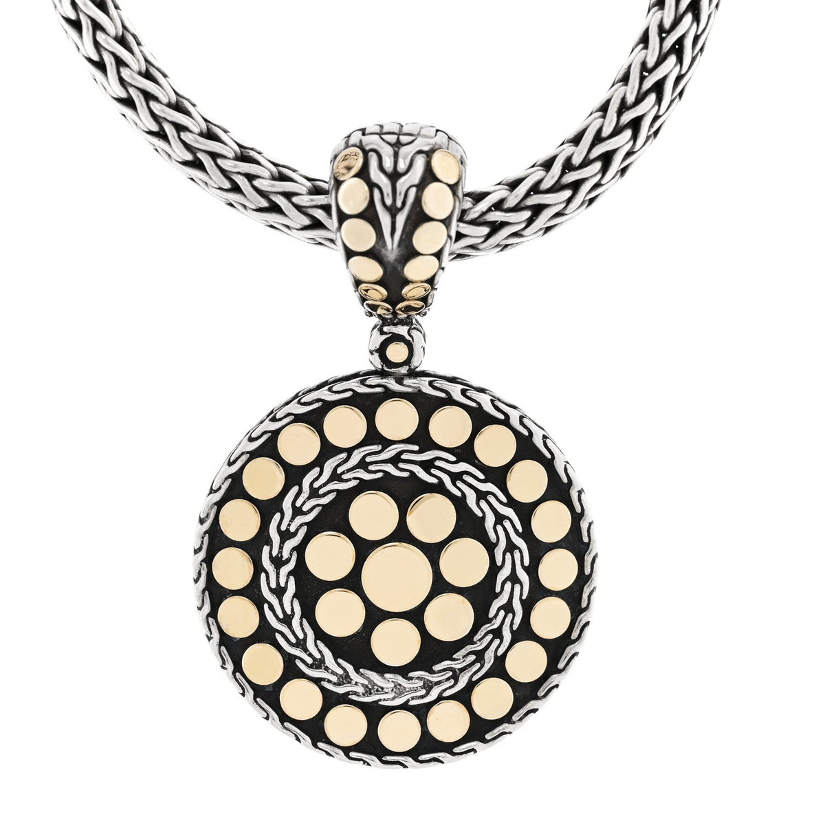 John Hardy Sterling Silver 18K Yellow Gold Dot Enhancer Pendant Necklace