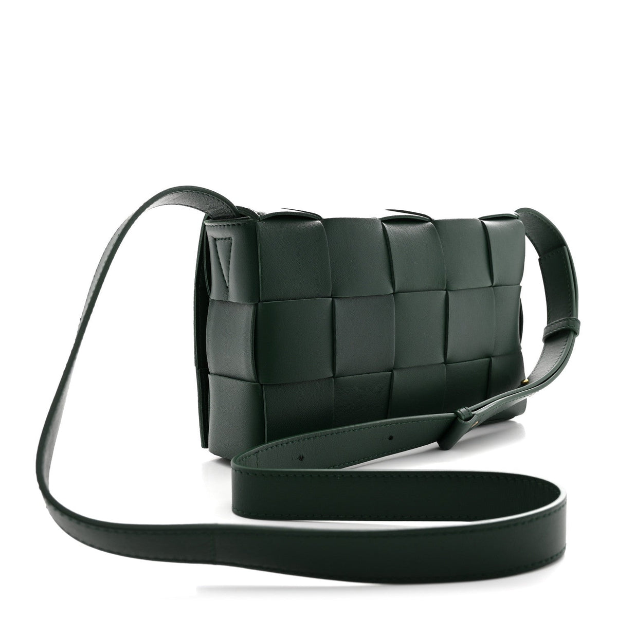 Bottega Veneta Lambskin Maxi Intrecciato Cassette Crossbody Bag Raintree