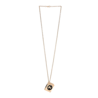 Chanel Metal CC Lion Book Locket Necklace Gold