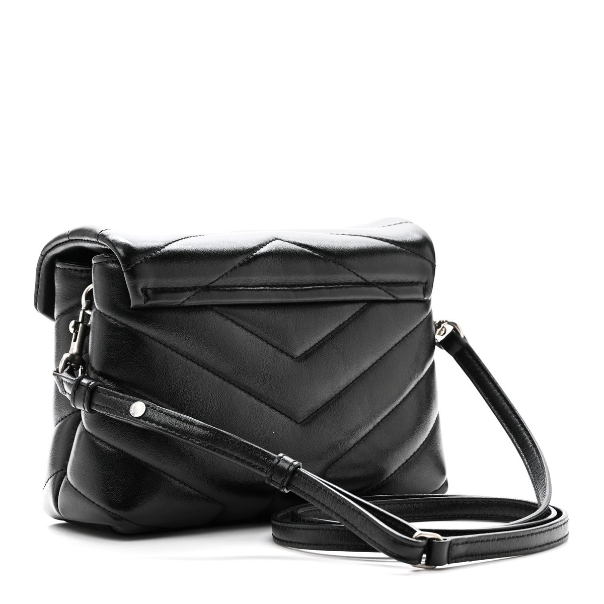Saint Laurent Calfskin Y Quilted Monogram Toy Loulou Crossbody Bag Black