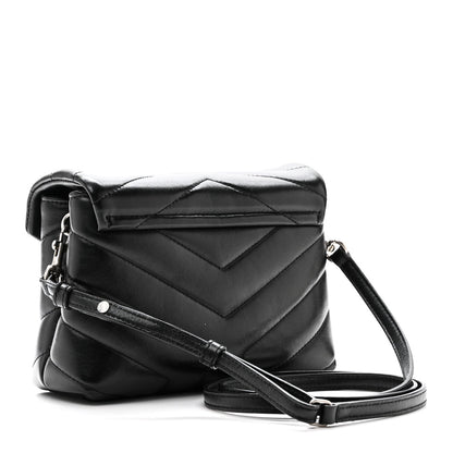 Saint Laurent Calfskin Y Quilted Monogram Toy Loulou Crossbody Bag Black