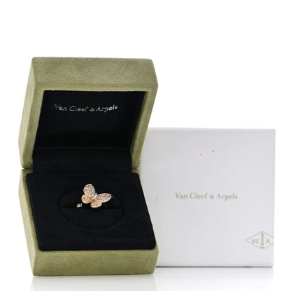 Van Cleef & Arpels 18K Yellow Gold Diamond Two Butterfly Ring 50 5.25