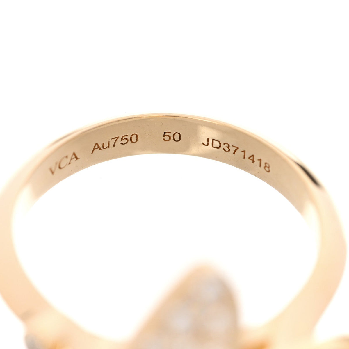 Van Cleef & Arpels 18K Yellow Gold Diamond Two Butterfly Ring 50 5.25