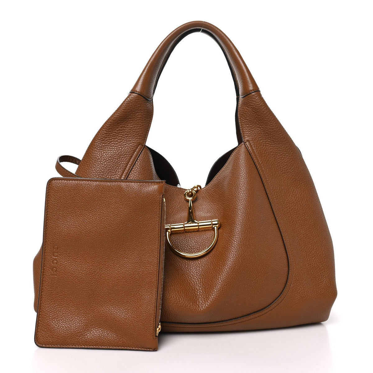 Gucci Grained Calfskin Softbit Maxi Shoulder Bag Brown