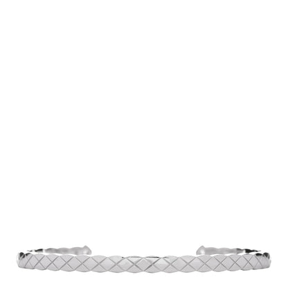 Chanel 18K White Gold Diamond Coco Crush Cuff Bracelet S