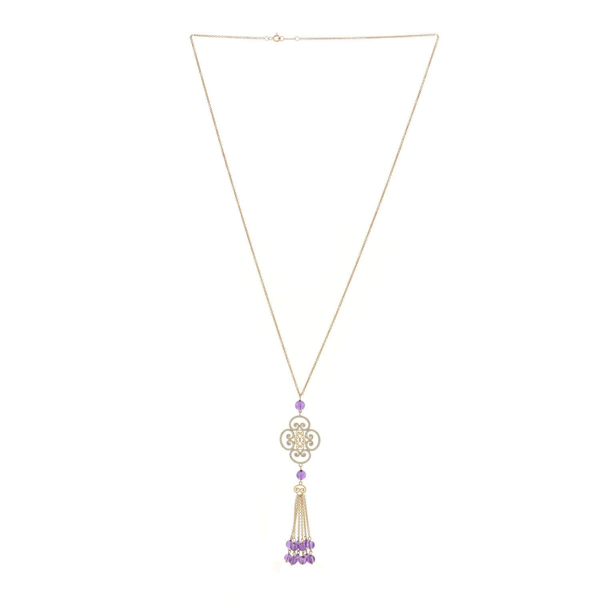 Tiffany 18K Yellow Gold Diamond Amethyst Paloma Picasso Goldoni Necklace