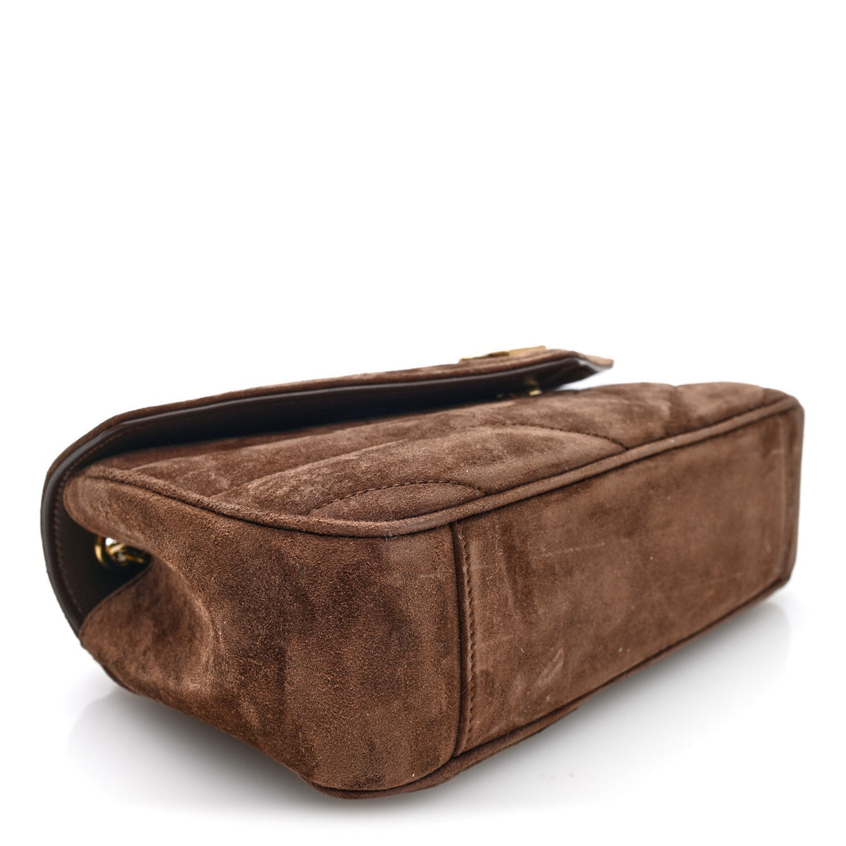 Saint Laurent Suede Chevron Quilted Medium Loulou Bark Brown