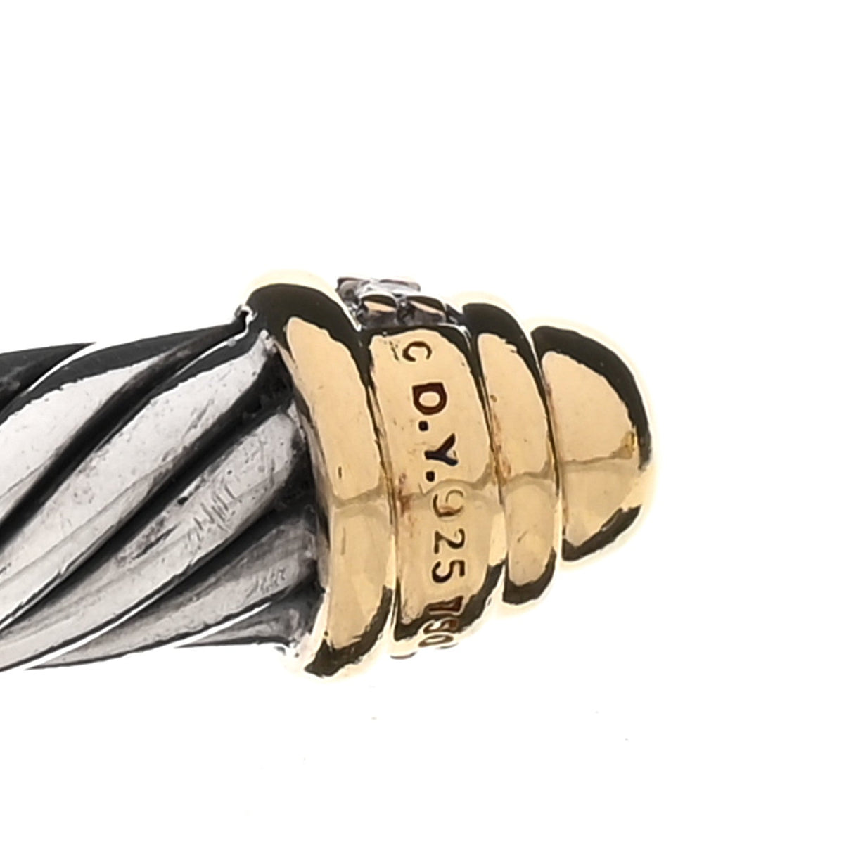 David Yurman Sterling Silver 18K Yellow Gold Diamond 5mm Cable Classics Bracelet