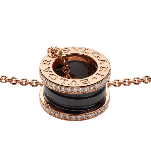18K Rose Gold Diamond Black Ceramic B.zero1 Necklace