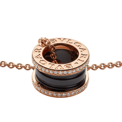 18K Rose Gold Diamond Black Ceramic B.zero1 Necklace