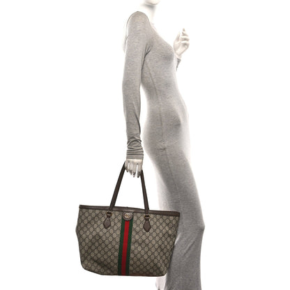Gucci GG Supreme Monogram Medium Ophidia Shopping Tote Brown