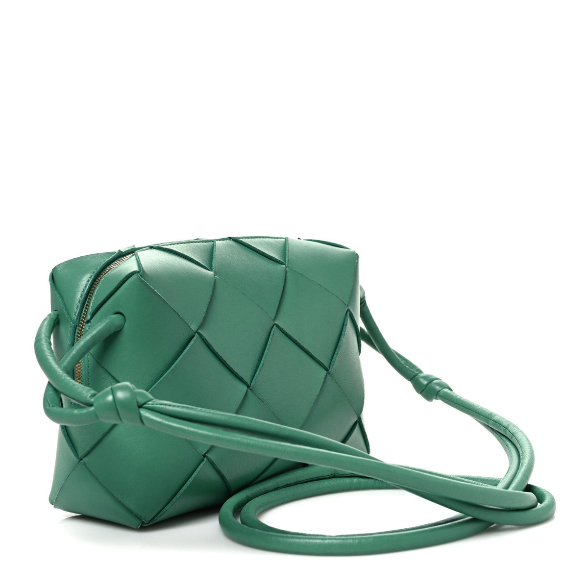 Bottega Veneta Lambskin Maxi Intrecciato Small Cassette Camera Bag Mermaid